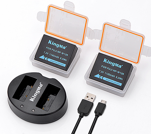 KingMa NP-W126 battery & dual charger kit For Fujifilm XT2 XT3 XA2
