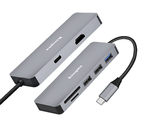 KingMa BMU012 7-in-1 Multiports USB Type C Adapter USB-C Hub for Macbook with HDMI and TF/SD Card Reader