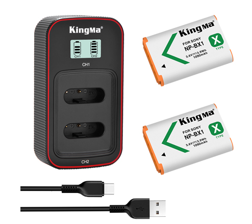 KingMa NP-BX1 2-Pack Battery and LCD Dual Charger Kit for Sony RX100 M7 M6 M5 M4 M3 M2 