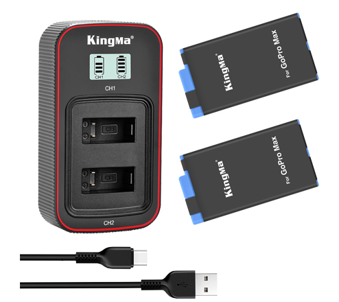 KingMa Replacement Li-ion Battery and LCD Dual Charger for Gopro Hero Max