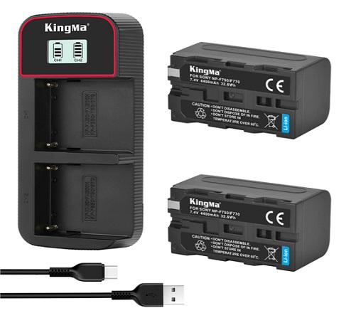 KingMa 4400mAh NP-F750 2-Pack Battery and LCD Dual Charger Kit for Sony D3100 D3200 D3300 D3400 D5100