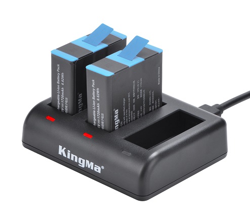 KingMa 2 Battery and LCD Triple Charger Kit for GoPro Heo 9