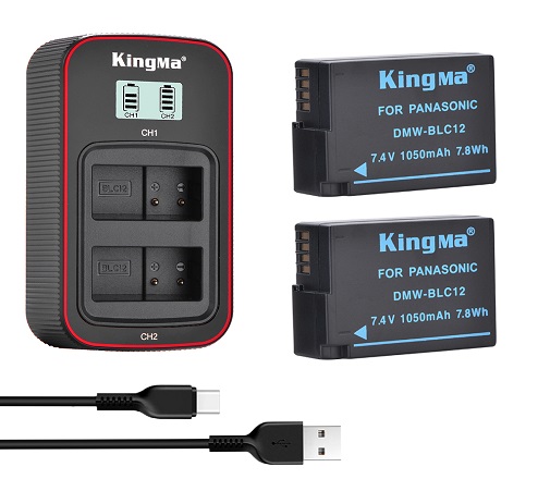 KingMa DMW-BLC12 2-Pack Battery and LCD Dual Charger Kit for Panasonic G6 G7 GH2 FZ2500