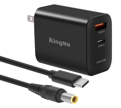 KingMa Portable 65W GaN PD Charger Fast Charging Lenovo Type C to 7.9*5.5mm Connect Cable for Lenovo Laptop