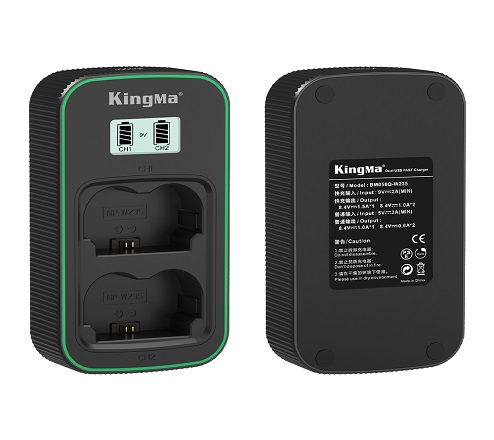 Kingma LCD Display 9V 2A PD3.0 USB-C Dual Fast Charger for FUJI NP-W235 Battery