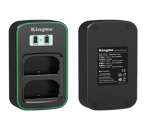 Kingma LCD Display 9V 2A PD3.0 USB-C Dual Fast Charger for Canon LP-E6 Battery