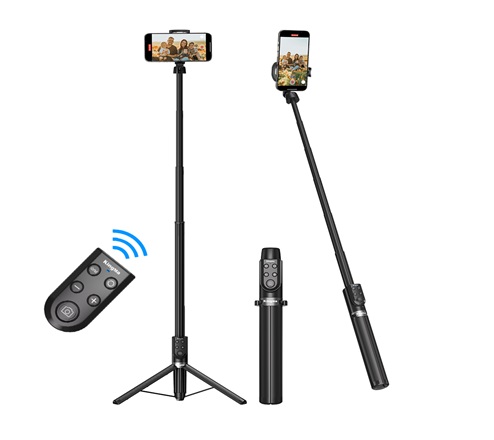 KingMa 51 Inches Vlogging Remote Selfie Stick Tripod with Lens Zooming and Camera Switching Function