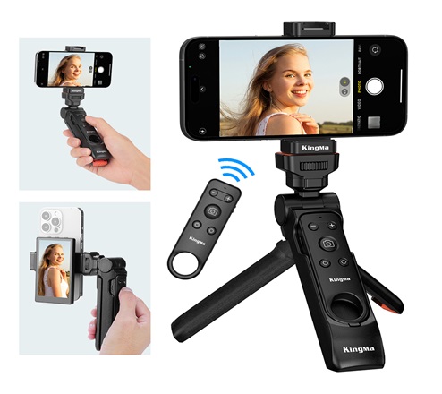 KingMa Detachable Bluetooth Vlogging Tripod Grip for iPhone with Lens Zooming and Camera Switching Function
